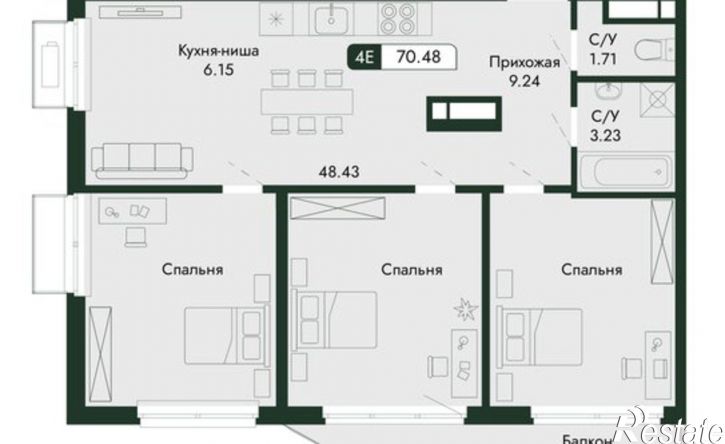 4-комн квартира в новом доме ул Саранчева, 1,  д. 1