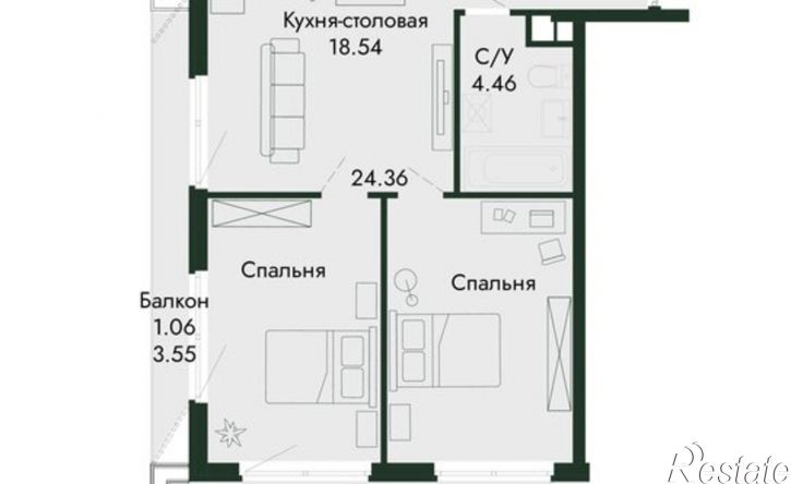 3-комн квартира в новом доме ул Саранчева, 3,  д. 3