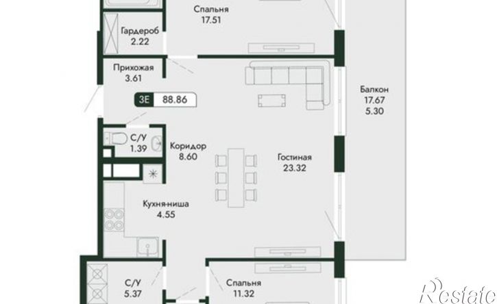 3-комн квартира в новом доме ул Краснофлотская, 32/5,  д. 32/5
