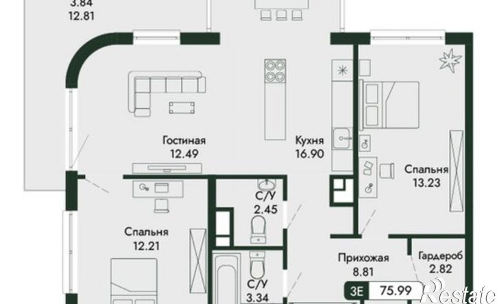 3-комн квартира в новом доме ул Краснофлотская, 32/5,  д. 32/5