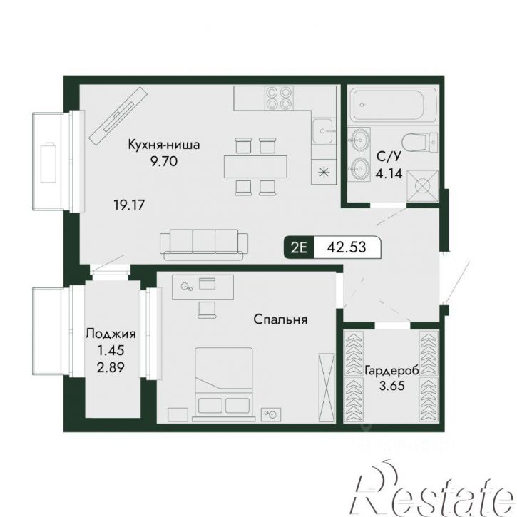 2-комн квартира в новом доме Октябрьская улица, 18 б,  д. 18 б
